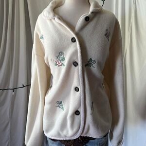 floral embroidered fleece cardigan